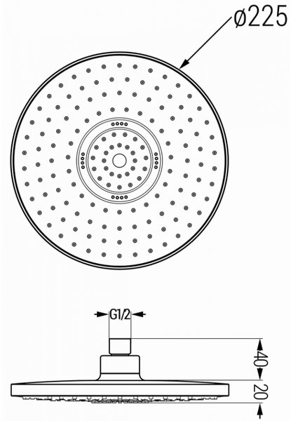 Cap de dus Mexen D-05, rotund 22 cm, auriu/alb, 79705-50
