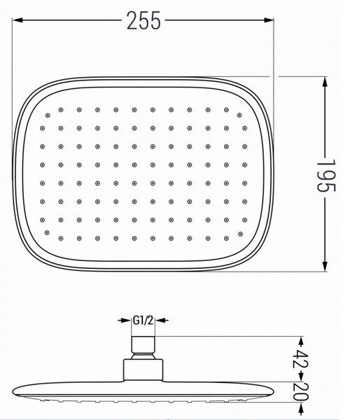 Mexen D-49 duș superior 25x19 cm, alb/auriu - 79749-25