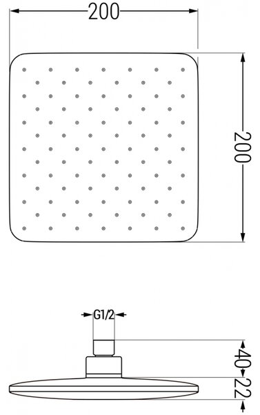 Mexen D-62 duș tip ploaie 20x20 cm, crom - 79762-00
