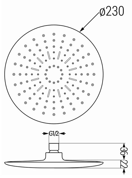 Mexen Accesorii Mexen, cap de dus 230 mm, D-67, crom-alb, 79767-00