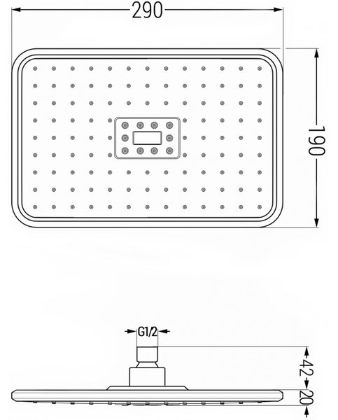 Mexen Accesorii Mexen, cap de dus 30 x 20 cm D-54, negru-crom, 79754-71