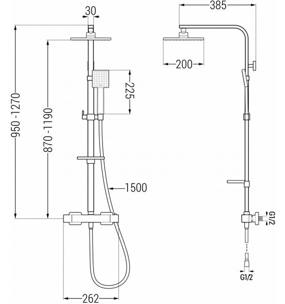 Mexen CQ45 set de duș exterior cu pălărie de duș și baterie termostatică, crom - 772504595-00