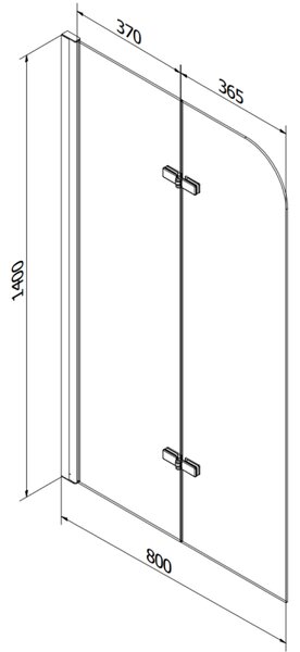 Mexen Felix paravan pentru cadă de baie cu 2 aripi 80 x 140 cm, transparent, crom - 890-080-002-01-00