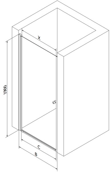 Mexen Pretoria, usa de dus pentru deschidere 65 x 190 cm, sticla transparenta 6 mm, profil cromat, 852-065-000-01-00