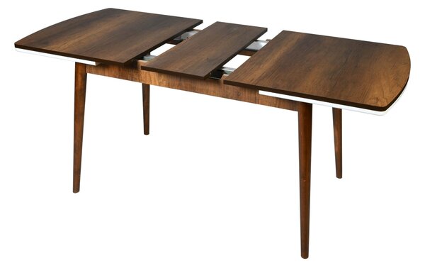 Set masa Nuc Elegant MDF picioare lemn + 6 scaune , 160x75x75 cm, blat de mdf, scaune material textil, cod produs E6®️