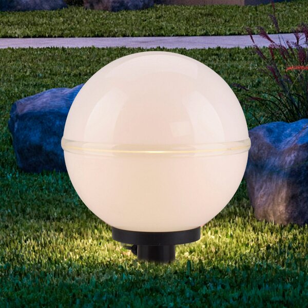 JUST LIGHT. GmbH Lumină decorativă de exterior Hemis, vârf pământ, pachet 2, Ø 20cm, Alb, Plastic, Modern