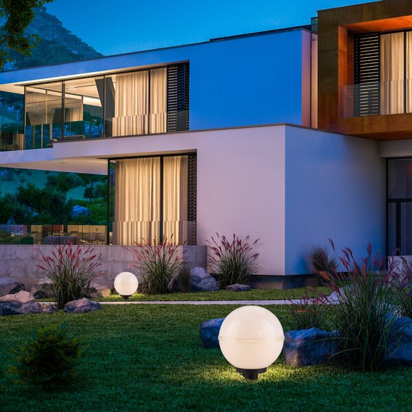 JUST LIGHT. GmbH Lumină decorativă de exterior Hemis, vârf pământ, pachet 2, Ø 20cm, Alb, Plastic, Modern