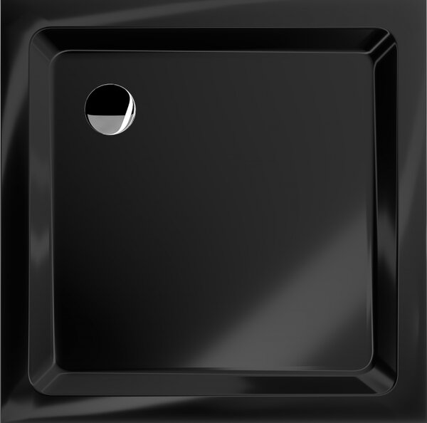 Cadă de duș Mexen Slim, pătrată 70x70x5 cm + sifon cromat, negru, 40707070