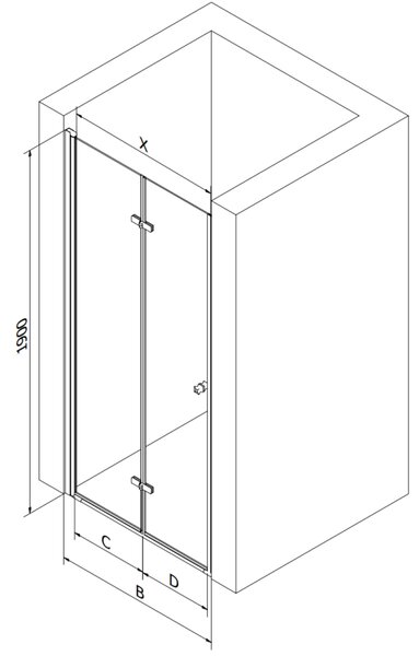 Mexen Lima, usa de dus plianta in deschidere 70 x 190 cm, sticla gri 6 mm, profil cromat, 856-070-000-01-40