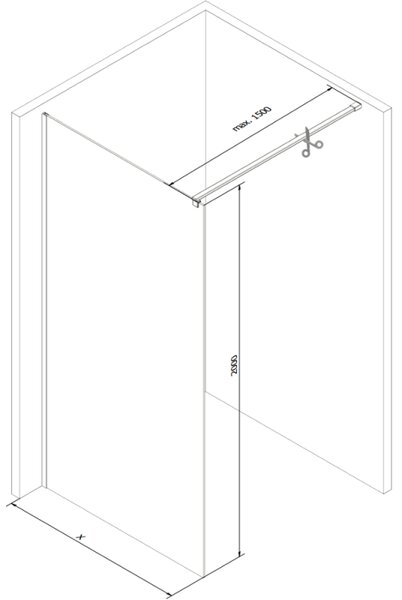 Mexen Kioto perete de duș 50 x 200 cm, transparent 8 mm, Crom - 800-050-101-01-00