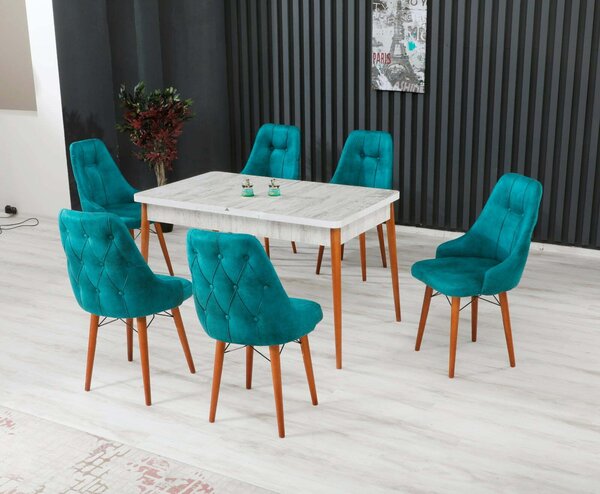 Set Masa Extensibila cu 6 scaune, Amazon Modella Turcoaz ®️