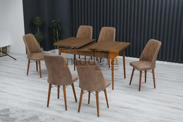 Set Masa Extensibila cu 6 scaune, Venetia Modella Maro