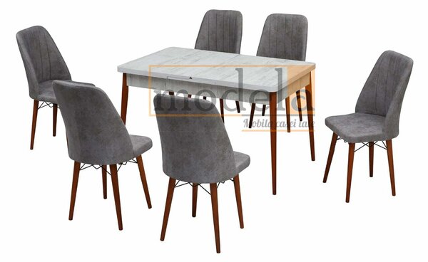 Set Masa Extensibila cu 6 scaune, Venetia Modella Gri
