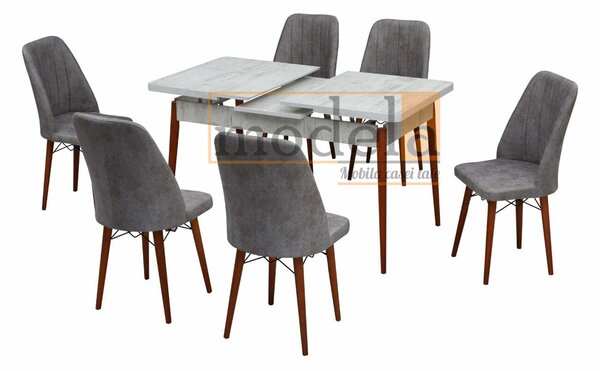 Set Masa Extensibila cu 6 scaune, Venetia Modella Gri
