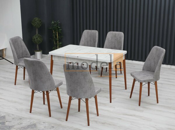 Set Masa Extensibila cu 6 scaune, Venetia Modella Gri