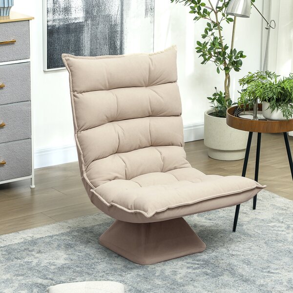 HOMCOM Fotoliu Relax Rotativ 360° cu Spătar Reglabil în 5 Poziții, Fotoliu de Podea cu Șezut Căptușit Gros în Material Textil cu Aspect de In, pentru Living, Lectură, 62x70x95 cm, Bej | Aosom Romania