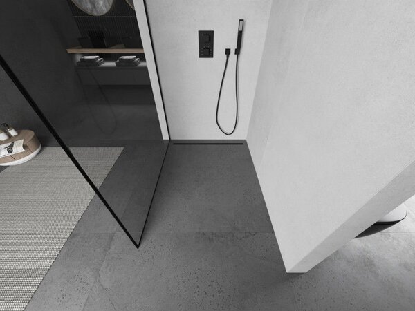 Mexen Kioto perete de duș Walk-in 50 x 200 cm, cadru negru 8 mm, negru - 800-050-101-70-70