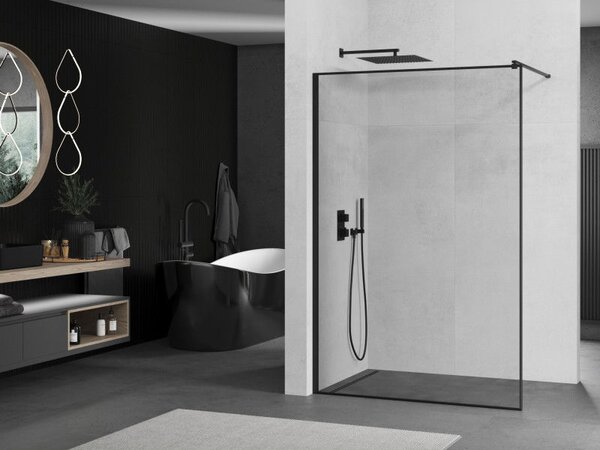 Mexen Kioto perete de duș Walk-in 50 x 200 cm, cadru negru 8 mm, negru - 800-050-101-70-70