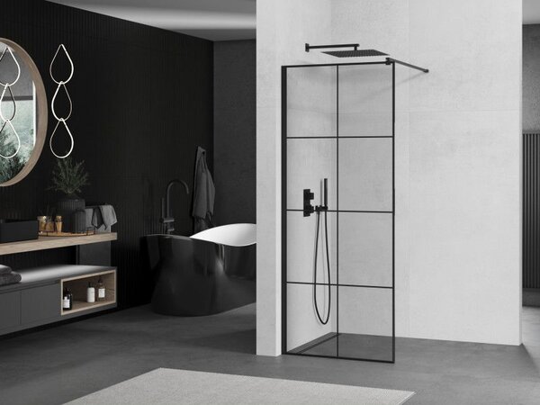 Mexen Kioto perete de duș Walk-in 80 x 200 cm, grilaj negru 8 mm, negru - 800-080-101-70-77