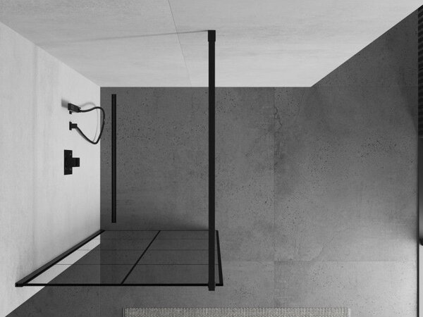 Mexen Kioto perete de duș Walk-in 80 x 200 cm, grilaj negru 8 mm, negru - 800-080-101-70-77