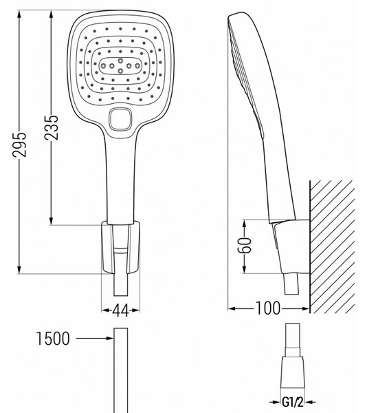 Accesorii Mexen - Set duș de mână cu 1 punct R-17, crom, 785175052-00