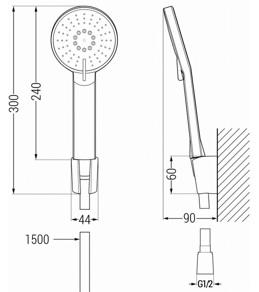 Mexen Alexa R40 baterie cadă cu set de duș, auriu - 7123R40-50