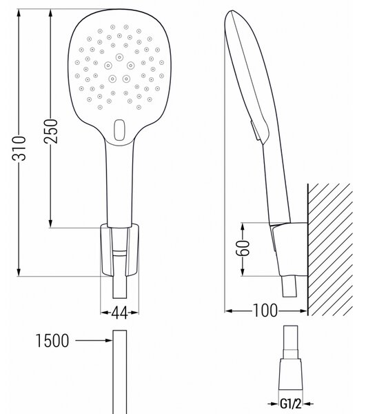 Mexen R-22 set de duș fix, crom - 785225052-00