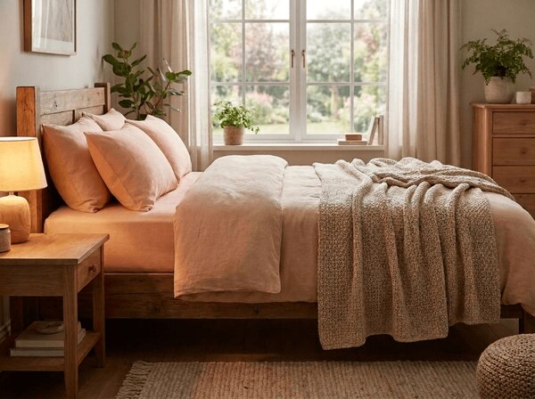 Cearsaf din bumbac STANDARD 140x240 cm, piersica