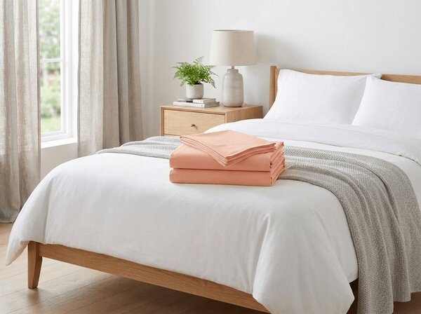 Cearsaf din bumbac STANDARD 140x240 cm, piersica