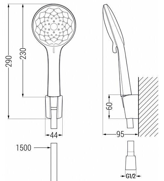 Mexen R-74 set de duș punctiform, crom - 785745052-00