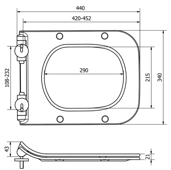 Mexen - Scaun WC SLIM DUROPLAST pentru vasul WC STELLA, MARGO (821) | închidere soft, 39080100