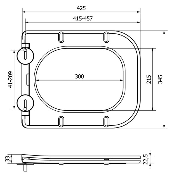 Mexen - Scaun WC SLIM DUROPLAST pentru vas de toaleta TEO negru (0801), inchidere soft, 39060185