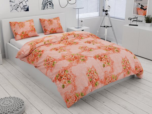 Lenjerie de pat din crepon Culoare portocaliu, ROSE FLOWERS