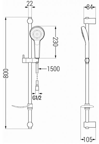 Mexen Kama DF05 set pentru cadă, negru - 72513DF05-70