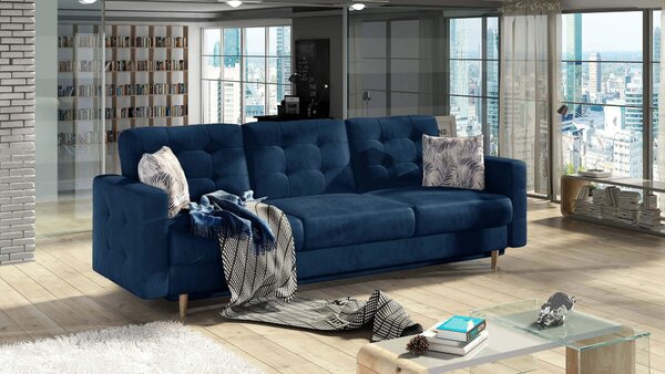 Canapea extensibilă cu ladă de depozitare Asgard Blue Intense 210x100