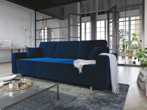 Canapea extensibilă cu ladă de depozitare Kronos Blue Touch 220x100 cm