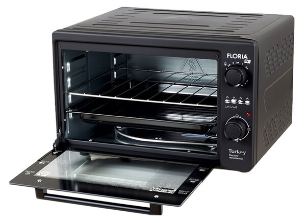 Cuptor electric Floria ZLN2898,NEGRU capacitate 38 Litri, Putere 1500W, Gratar, Tava inclusa
