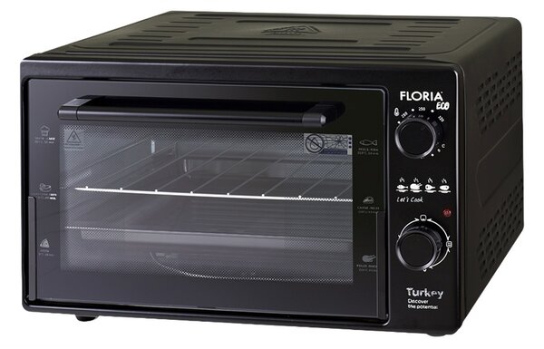 Cuptor electric Floria ZLN2898,NEGRU capacitate 38 Litri, Putere 1500W, Gratar, Tava inclusa
