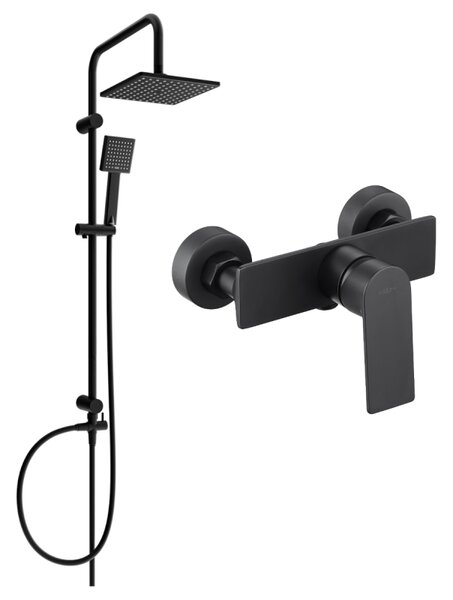 Set de duș Mexen Tord cu duș cu efect de ploaie și robinet de duș Alexa, negru, 71240200-70