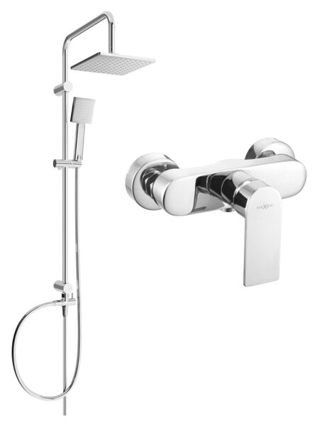 Mexen Royo Set de duș montat pe perete Tord cu duş cu efect de ploaie și baterie de duș, crom - 72240200-00