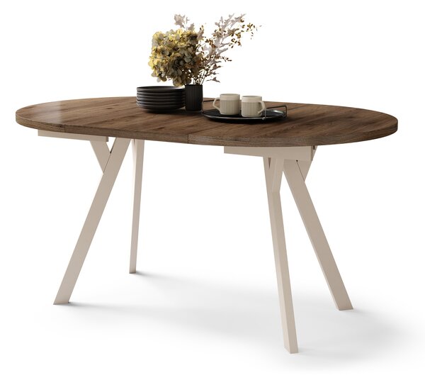 Mazzoni ALMO Nuc Elegant/picioare bej - MASĂ ROTUNDĂ EXTENSIBILĂ CU PICIOARE ÎN FORMĂ DE Y STIL LOFT PENTRU SALON/SUFRAGERIE