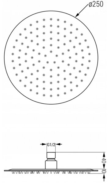Cap de ploaie Mexen Slim 25 cm cu braț de duș 40 cm, alb, 79225211-20