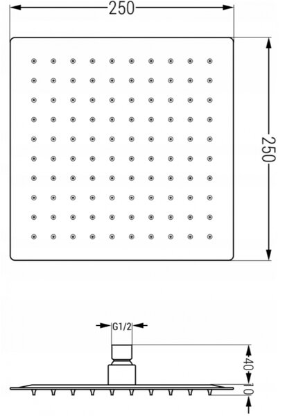 Mexen Slim cap de duș 25 x 25 cm cu braț de duș, negru - 79125112-70