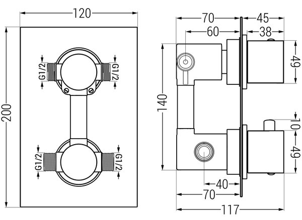 Set de duș ascuns Mexen Cube DR02 cu duș cu efect de ploaie 25x25 cm (6 în 1), crom, 77502DR0225-00