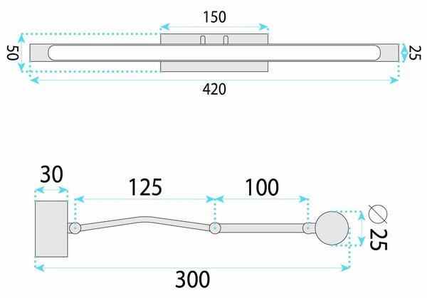 Aplică LED pentru baie SWE016-1W 42cm Chrome