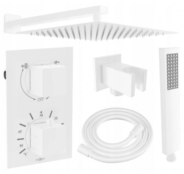 Mexen Cube, set de duș ascuns DR02 cu duș cu efect de ploaie 25 cm, alb, 77502DR0225-20