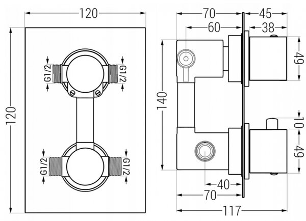 Mexen Cube, set de duș ascuns DR02 cu duș cu efect de ploaie 25 cm, alb, 77502DR0225-20