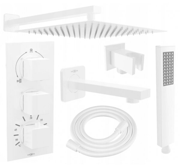 Mexen Cube DR02 set de cadă și duș ascuns cu duș deasupra 25x25 cm (7in1), alb, 77503DR0225-20