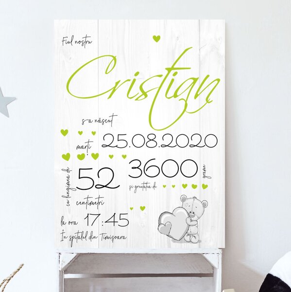 INSPIO-pictură Dibond - INSPIO-Producție cadouri și deco - Tăbliță pentru bebeluș cu fotografie