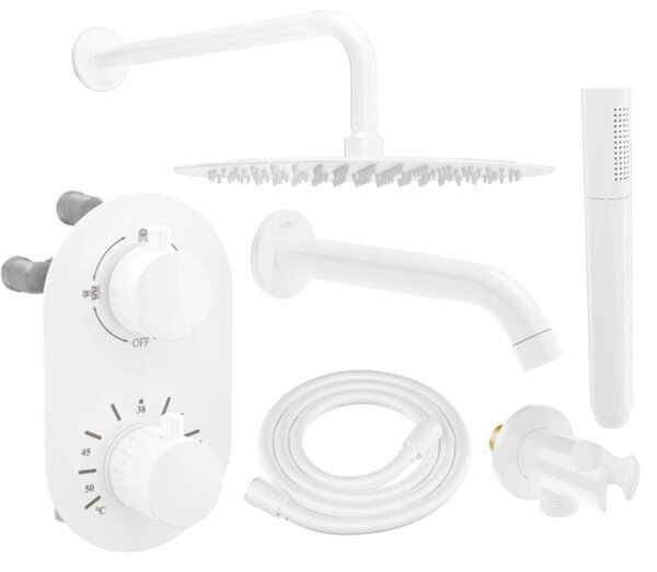 Mexen Kai, set de duș/cadă ascuns DR70 cu duș cu efect de ploaie 25 cm, alb, 77602DR70251-20